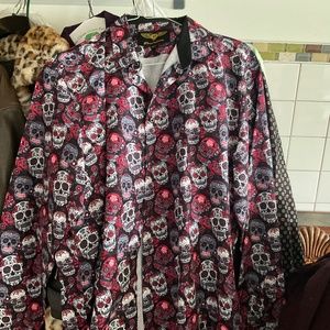 Two    Skull designer shirts, worn once, size is XXL, CLUB WEAR…MINT